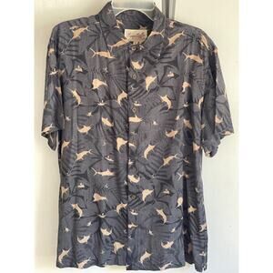 Margaritaville Large Black and Tan Dress shirt